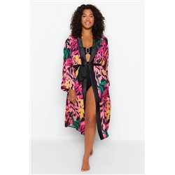 Trendyol Curve Çok Renkli Desenli Dokuma Kimono&Kaftan TBBSS23DE00013