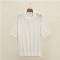 Вязаный ажурный джемпер-поло с короткими рукавами ЗАР*А