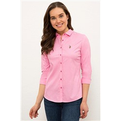 Kadın Fuşya Uzun Kollu Basic Gömlek