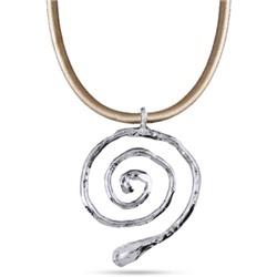 Кулон 50-55см (текстиль серый; покрытие родий)