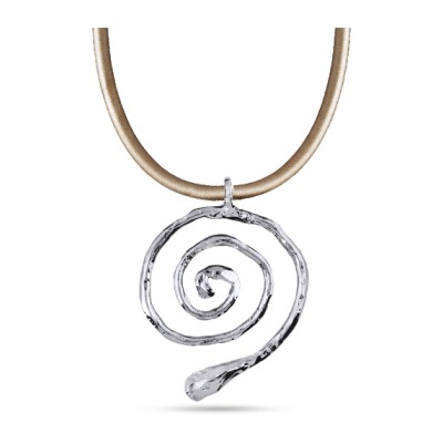 Кулон 50-55см (текстиль серый; покрытие родий)