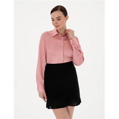 Pudra Comfort Fit Saten Uzun Kollu Gömlek