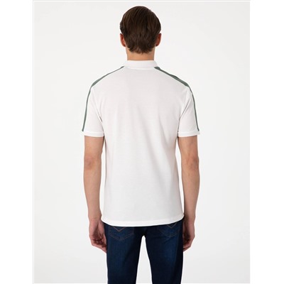 Haki Kol Detaylı Slim Fit Polo Yaka Tişört