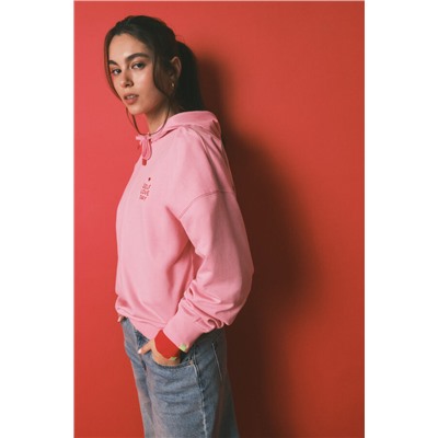Sudadera capucha felpa algodón rosa
