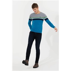 Erkek Kobalt Bisiklet Yaka Triko Kazak