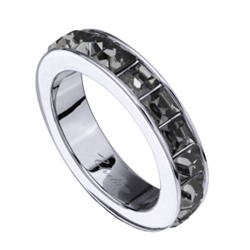 Кольцо Квадро (кристаллы SW темно-серые; покрытие родий), Есть комплект