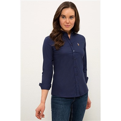 Kadın Lacivert Uzun Kollu Basic Gömlek