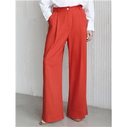 Свободные брюки палаццо на эластичном поясе изо льна с вискозой