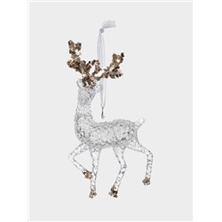 Игрушка елочная, 14 см, акрил, прозрачно-золотистая, Олень, Event