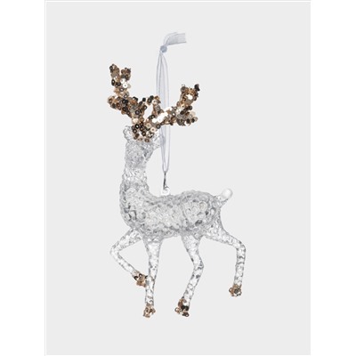 Игрушка елочная, 14 см, акрил, прозрачно-золотистая, Олень, Event