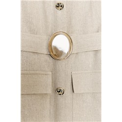 LINEN BLEND BUCKLE MIDI DRESS