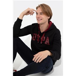 Erkek Siyah Kapüşonlu Basic Sweatshirt