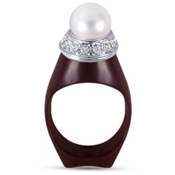 Кольцо Балау (Майорка серо-голубая 12мм, кристаллы SW белые; родий)