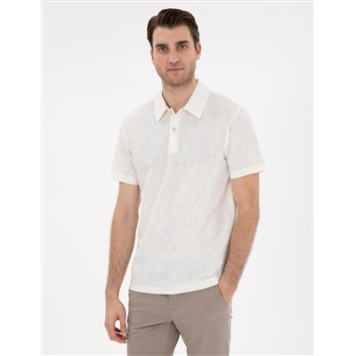 Ekru Slim Fit Polo Yaka Tişört