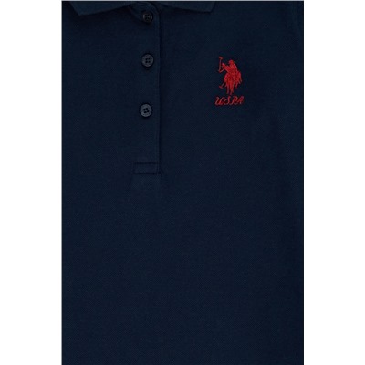 Kız Çocuk Lacivert Polo Yaka Basic Sweatshirt