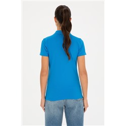 Kadın Saks Basic Polo Yaka Tişört