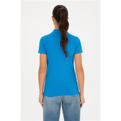 Kadın Saks Basic Polo Yaka Tişört