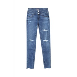Vaquero slim de tiro alto Azul