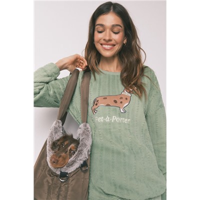 Pijama largo polar verde