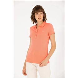Kadın Somon Basic Polo Yaka Tişört