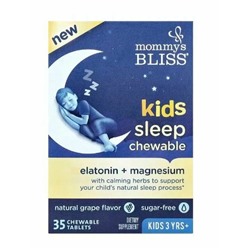 Mommy's Bliss, Пищевая добавка, жевательная таблетка для детей, детский магний, для детей от 3 лет, натуральный виноград, 35 таблеток