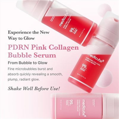 medicube PDRN Pink Collagen Bubble Serum | Bubble-to-Glow Firming Serum with 99% Purity PDRN & Low-Molecular Collagen | Lightweight, Fast-Absorbing Bubble Texture for Radiant, Plump Skin | 3.21 fl.oz