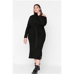 Trendyol Curve Siyah Cutout Detaylı Triko Elbise TBBAW23AH00071