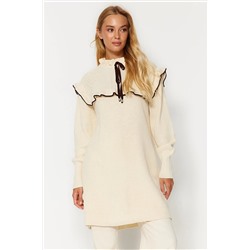 TRENDYOL MODEST Krem Siyah Biyeli Triko Örgü Kazak TCTAW24AK00171