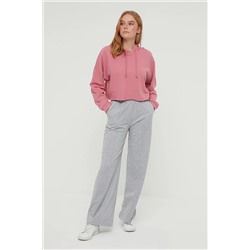 TRENDYOL MODEST Gri Yüksek Bel Geniş Paça Nervür Detaylı Wide Leg Örme Eşofman Altı TCTSS22EI0002
