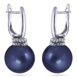 Серьги (Майорка 16мм черничная; покрытие родий), Есть комплект