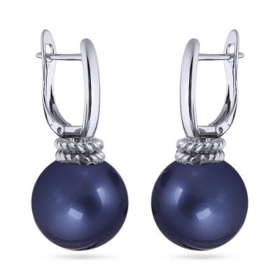 Серьги (Майорка 16мм черничная; покрытие родий), Есть комплект