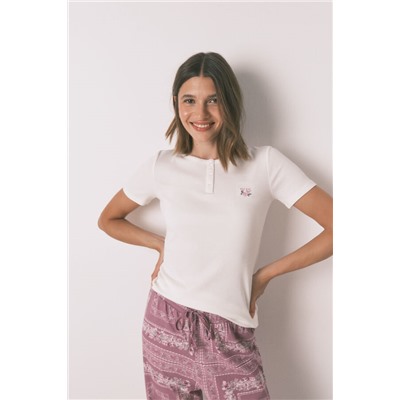 Pijama largo algodón estampado flores