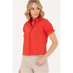 Kadın Kırmızı Kısa Kollu Gömlek