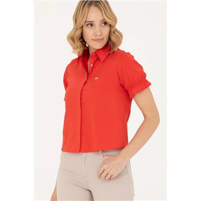 Kadın Kırmızı Kısa Kollu Gömlek