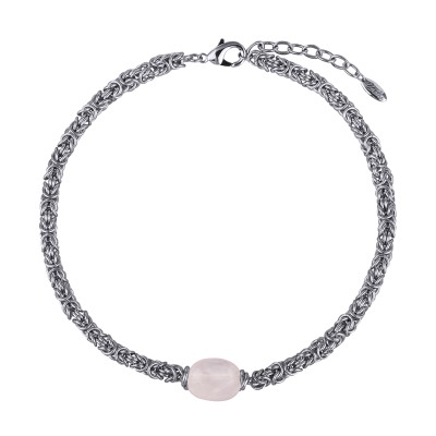 Колье Терра (розовый кварц 16х19мм, покрытие родий) 40-45см, Есть комплект