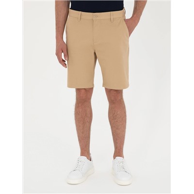 Camel Slim Fit Dokuma Şort