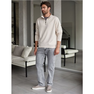 Свитшот с воротом стойкой на молнии из эластичного футера двухнитки