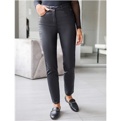 Брюки слим из эластичного хлопка с покрытием под кожу