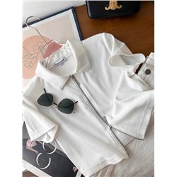 Укороченная футболка - поло на молнии. Cach*eCach*e