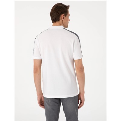 Koyu Gri Kol Detaylı Slim Fit Polo Yaka Tişört