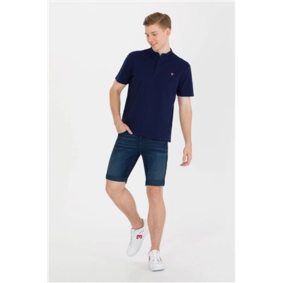 Erkek Lacivert Hakim Yaka Tişört