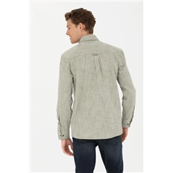 Erkek Haki Uzun Kollu Gömlek