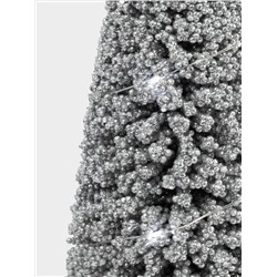 Ель искусственная, 42 см, с подсветкой, в горшке, пластик/дерево, серебристая, Interior silver