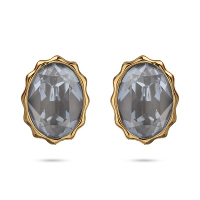 Пусеты Сияние (кристаллы SW дымчато-серые; покрытие золото), Есть комплект