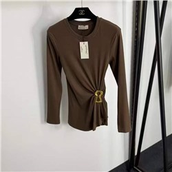 Женский лонгслив Schiaparell*i с защипами на талии и металлической брошью