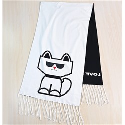 Зимний теплый шарф из окрашенной пряжи с вышитым рисунком мультяшного кота КАР*Л 😎