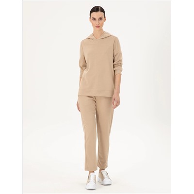 Bej Oversize Modal Kumaş Sweatshirt