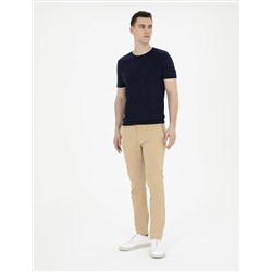 Camel Armürlü Slim Fit Kanvas Pantolon