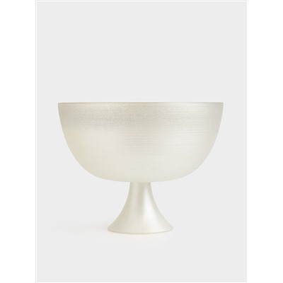 Ваза для фруктов, 24х18 см, на ножке, стекло, молочная/шампань, Marbella