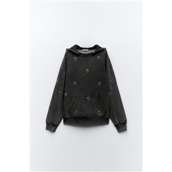 FADED-EFFECT RING HOODIE